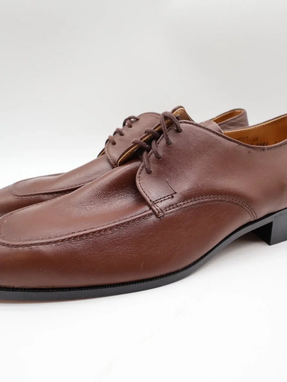 James Pepper Vintage 80s Derby Dress Shoes Mens 12 Brown Leather NOS